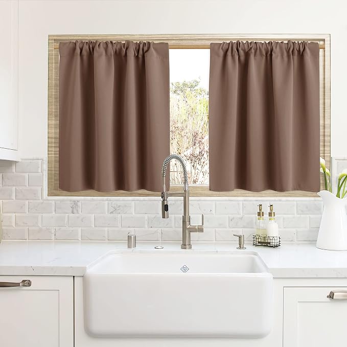 RYB HOME Cafe Blackout Curtains 24 inch Length by RYBHOME