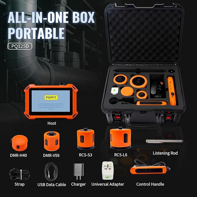 PQWT 125D Indoor&Outdoor Underground Water Leak Detector, Wall & Ground Water Pipe Leak Detection Measurement Depth 19.68ft/6m