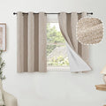 Short Beige Blackout Curtains 40 Inch Length Each 38 Wide 2 Panels | Thermal by Lajode