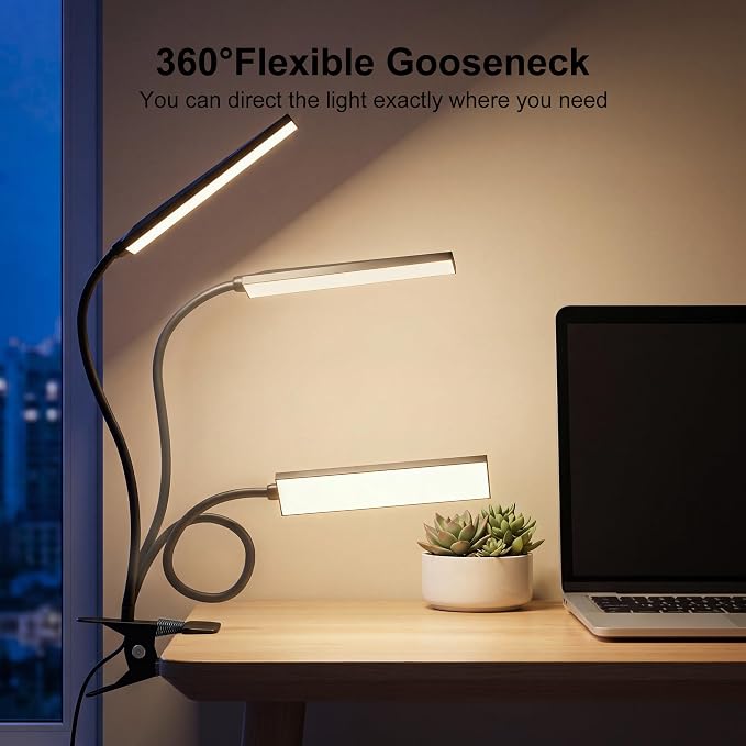 Vansuny Clip on LED Desk Lamp, Eye-Caring USB Reading Light - Image 2