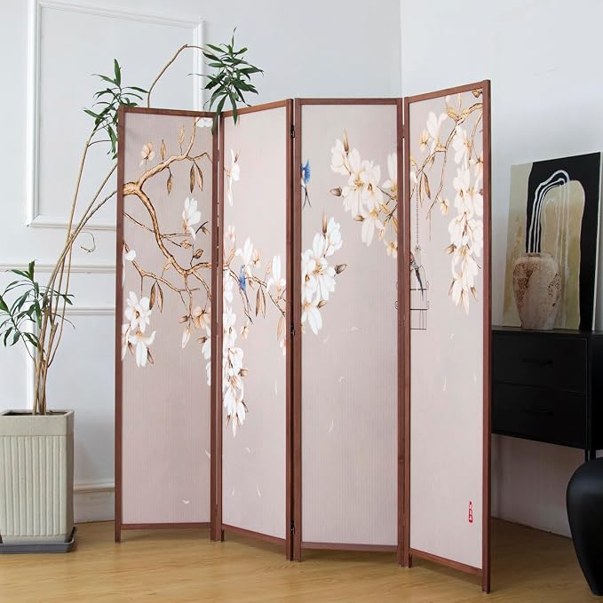 4 Panel Room Divider, 5.6 ft Tall Blackout Folding Privacy Screen - Image 4