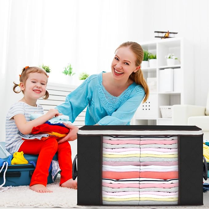 90L Large Storage Bags, 8 Pack Clothes Storage Bins Closet Organizers | - Image 7