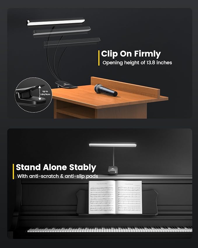 Glocusent 81 LED Music Stand Light, 3 Color & 5 Brightness Piano Lamp | - Image 5
