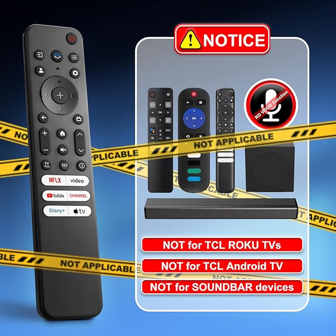 Replacement Remote Only for TCL-Google-TV-Remote-Control, for TCL 4K Google Smart TV UHD HDR QD-MINI-LED QLED