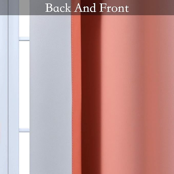 SimpleHome Ombre Coral to Grey White Curtains - Image 6