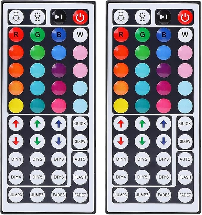 44 Key RGB LED Strip Light Remote Controller, IR Remote Controller Replacement for SMD 5050 3528 2835 RGB LED Light Strip Lights (2 Pack)