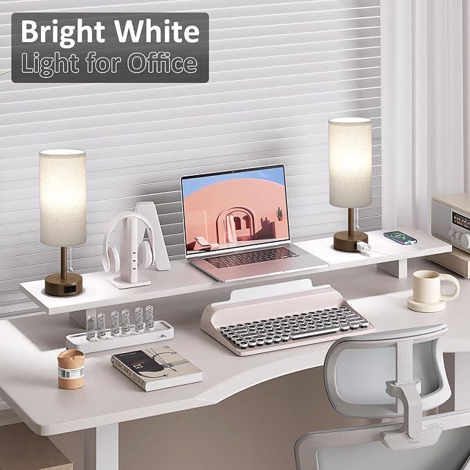 Brown Bedside Table Lamps Set of 2 - Image 5