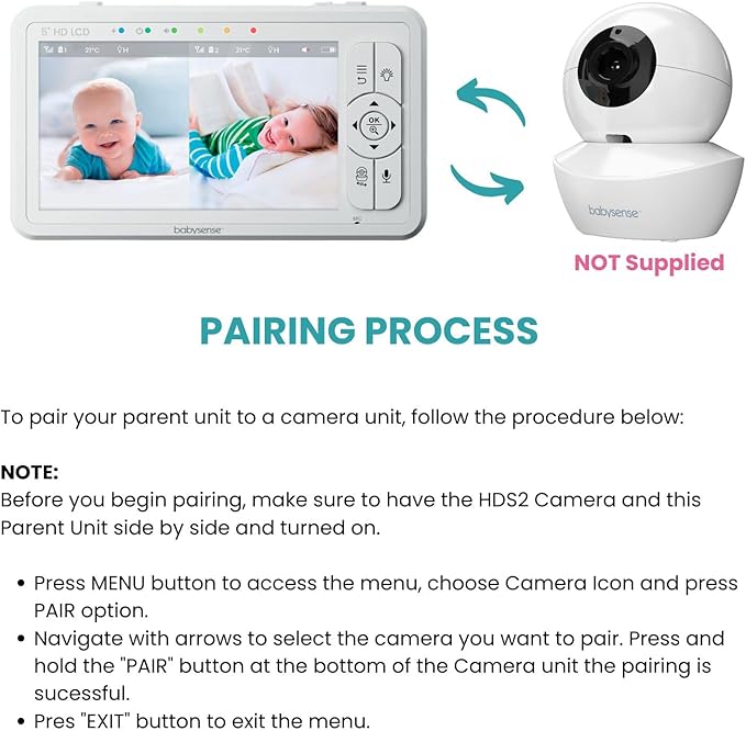 Babysense Replacement Add-On Camera for Video Baby Monitor HDS2 Only, Will Work Only with HDS2 Monitors, Requires HDS2 Parent Unit to Operate