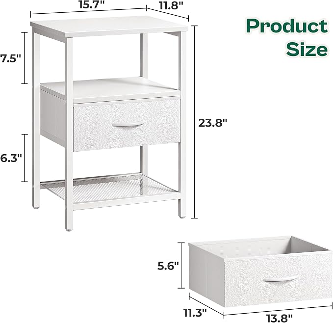 Huuger Night Stand with 2 Drawers, Bed Side Table with Open Shelf | Bedroom - Image 7