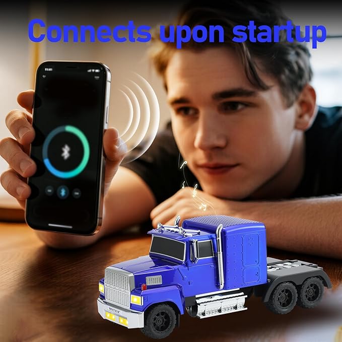 WSTER American Truck Bluetooth Speaker, Retro Car Model，Portable Wireless with HD Stereo Sound, TWS Pairing, USB/TF/AUX Playback, Unique Truck Model Speaker for Home & Outdoor (Blue)