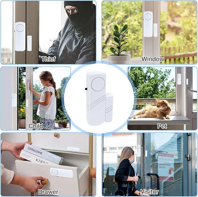 Door Window Alarm, 90DB Door Alarms for Kids Safety, Wireless Sensor Door Window Burglar Alarm-Window Pool Alarms for Home Office House, 20 Pack (20 Pack)