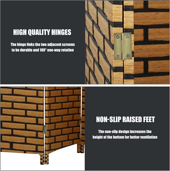 Room Divider, 4 Panels 6FT Folding Privacy Screen Room Divider Wall Wood Mesh - Image 3