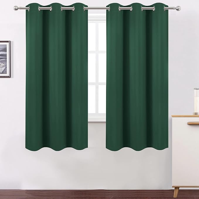 100% Blackout Curtains 40 x 63 Inch/Green Curtains 2 Panels - Image 2
