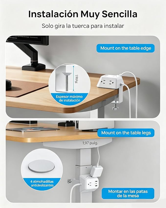 TROND Desk Clamp Power Strip, Desk Mount Charging Station - Image 3