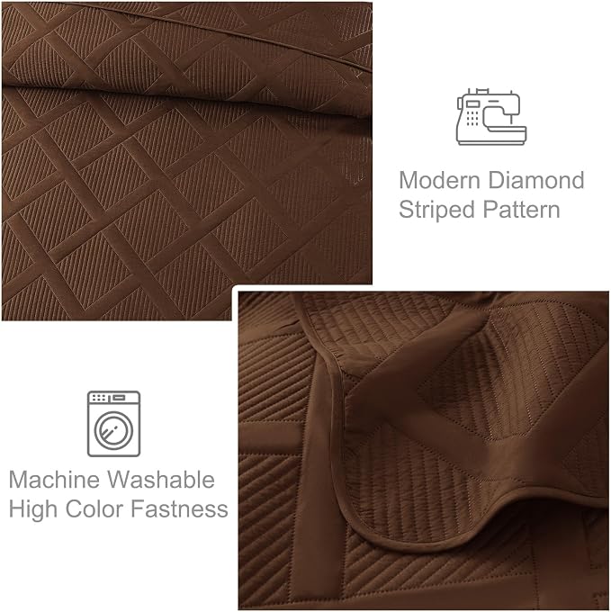 Exclusivo Mezcla California King Size Quilt, Modern Striped Pattern, - Image 5