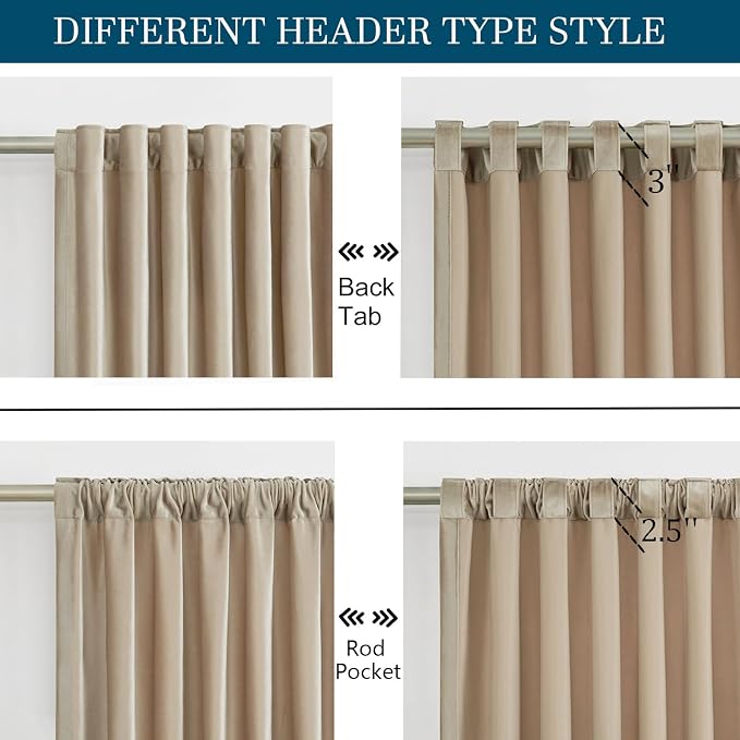 PRIMROSE Champagne Polyester Velvet Curtains 96 inch Long - Image 2