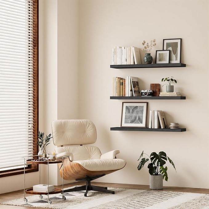 BAYKA Black Floating Shelves 47.2in, Wall Mounted - Image 4