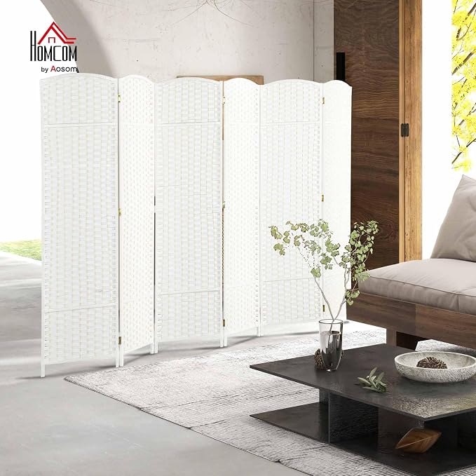 HOMCOM Room Divider Folding Privacy Screen 5.6' Tall Home Office White | - Image 2