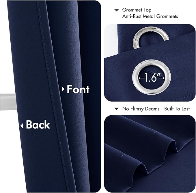 MIULEE Blackout Curtains for Bedroom 2 Panels 40 x 50 Inch Long Navy Blue | - Image 4