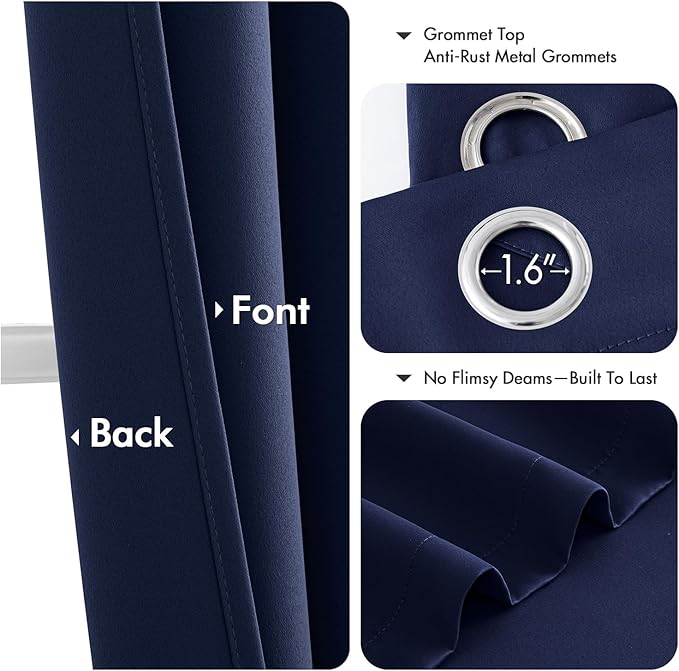 MIULEE Blackout Curtains for Bedroom 2 Panels 40 x 68 Inch Long Navy Blue | - Image 4