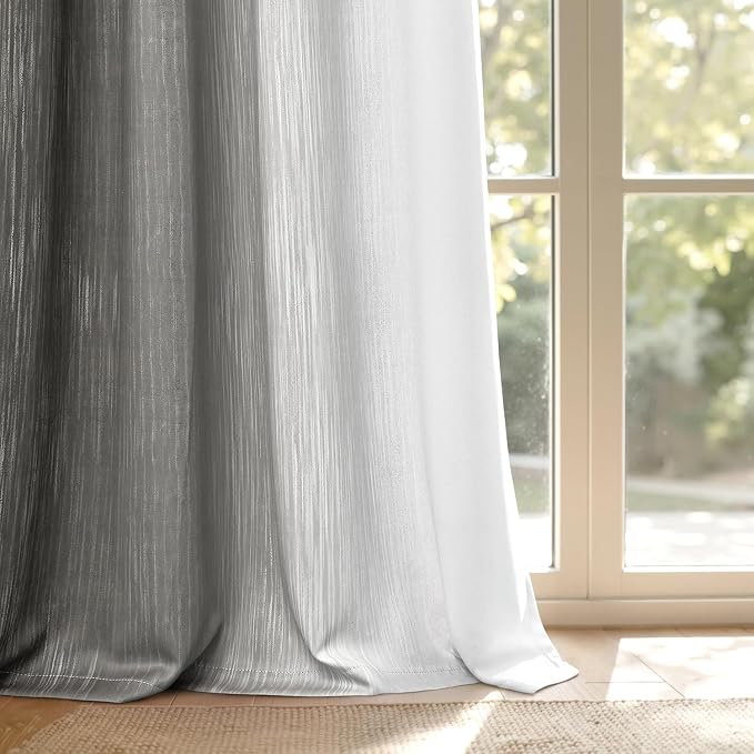 MIULEE Grey and Greyish White Ombre Blackout Curtains 52Wx84L Set of 2 | Full - Image 9