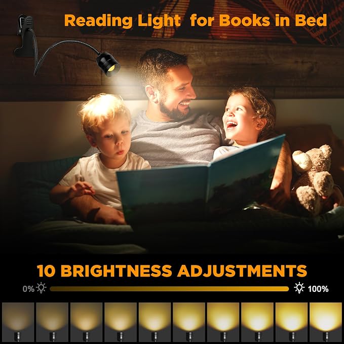 LED Reading Lights for Bed Headboard, 360° Gooseneck Zoomable Clip Light | 3 - Image 7