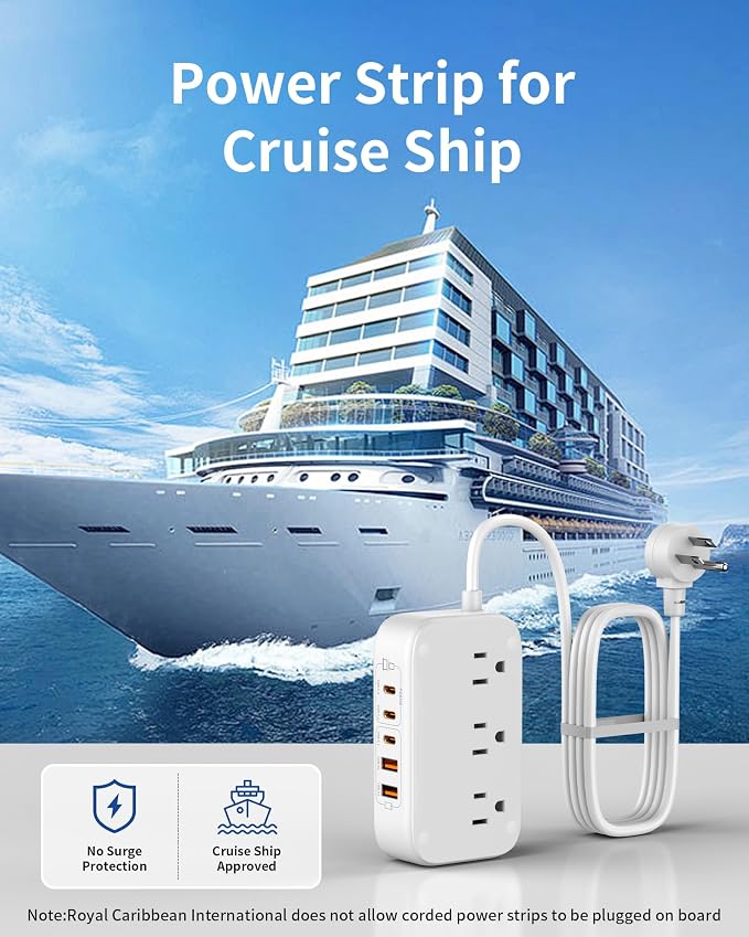 Portable USB Power Strip with 65W PD Fast Charging, 7-in-1 Flat Plug 3 USB-C 2 - Image 9