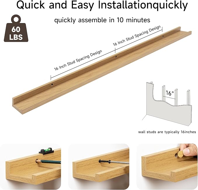 Fun Memories Picture Ledge Shelf, 40 Inch Floating Shelves Set of 2, Large - Image 4