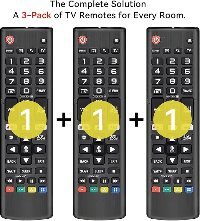 (Pack of 3) Replacement for LG TV Remote Control, Compatible with All LG Smart TVs Remote, for AKB75095307 AKB75375604 AKB74915305 AK75675304 AKB76040302 AKB76037601 AKB75675313