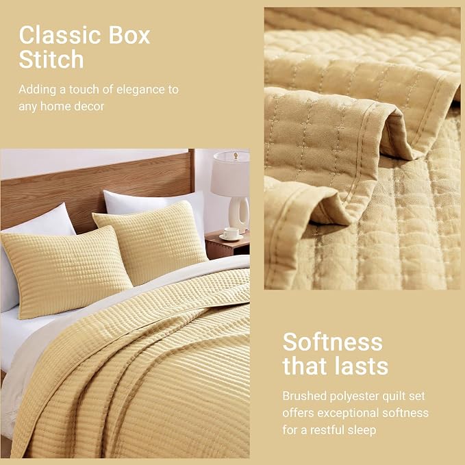 King Size Quilt-Lightweight Bedspreads Yellow King Quilt Bedding | Soft Coverlet - Image 6