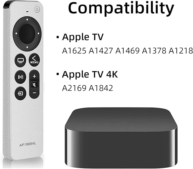 Replacement Remote Control for Apple TV Remote. 1-Year Warranty.