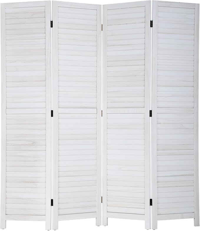 FDW 4 Panel Wood Room Divider 5.75 FT Tall Privacy Screen Folding Partition by FDW
