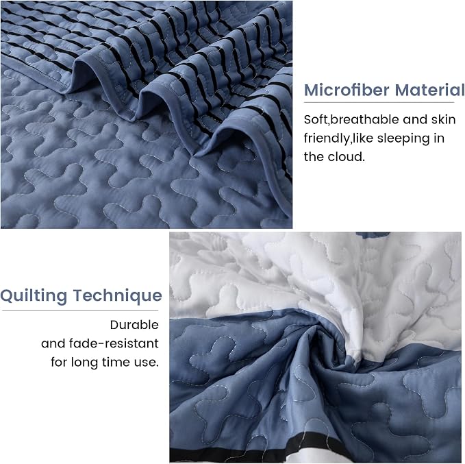Dinjoy King Boho Striped Quilt Set, Breathable All-Season, 3-Piece Set Fits - Image 5