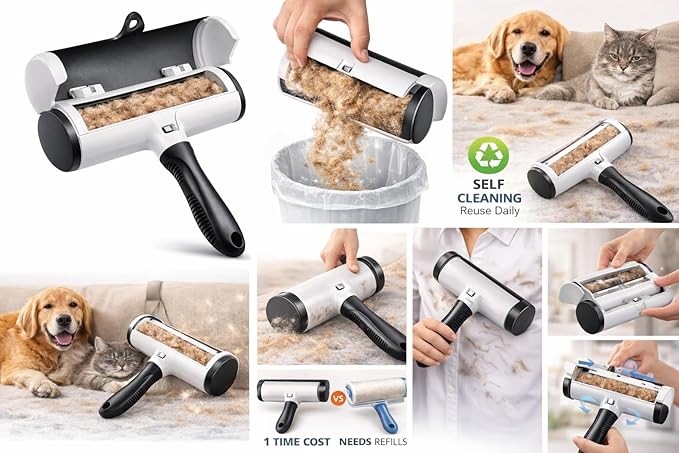Reusable Pet Hair Remover - Dog and Cat Hair Remover from Carpet Sofa Forniture - Fur Remover Roller