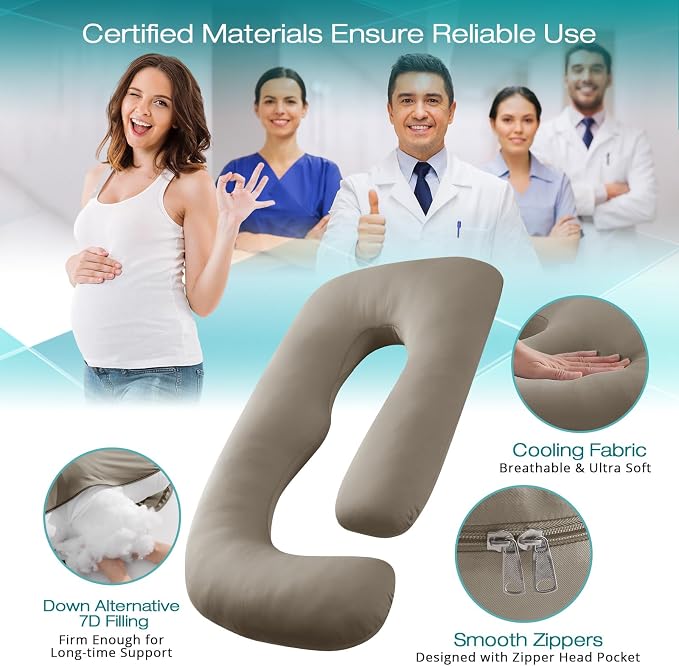Cooling Pregnancy Pillows for Sleeping, Linen | Sasttie Maternity Pillow - Image 3