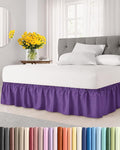 Wrap Around Dust Ruffle Bed Skirt - Purple - Twin/Twin XL Size Beds with 12 Inch Drop - Easy Fit Elastic Strap - Adjustable Pleated Bedskirt w/Brushed Fabric - Wrinkle Free - Women, Men, Kids & Teens