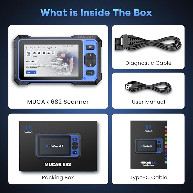 MUCAR 682 AI-Assisted OBD2 Scanner Bidirectional Scan Tool, Scanner for Car ALL System, OBD2 Scanner Diagnostic Tool with Active Test,Car Diagnostic Scanner with 20+ Reset,CAN FD & FCA SGW,Free Update
