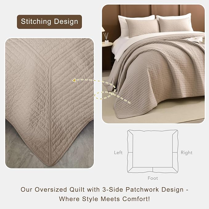Lady Ann Oversized King Quilt Bedspread Set 128x120, 3 Pieces Extra Large - Image 4