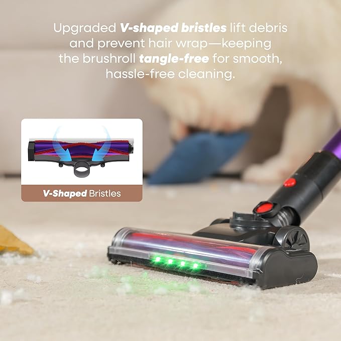 UNINELL HOME UV2 Cordless Vacuum Cleaner, 48000Pa/550W Vacuum Cleaners for Home, Lightweight Stick Vacuum with 65Mins Runtime, Self-Standing&Wall Mount Charging, Tangle-Resistant Vacuum for Pet Hair