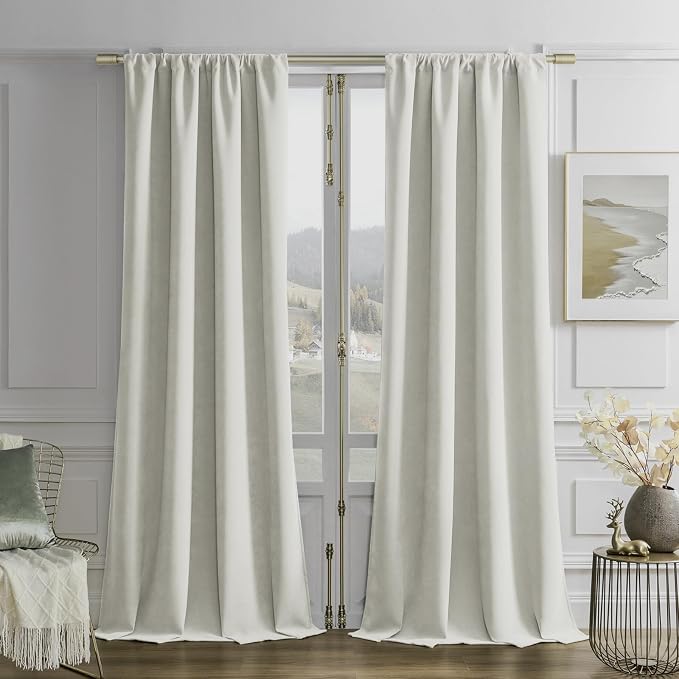 Joydeco Velvet Blackout Curtains Black Out Curtain 108 Inch Drapes | by JOYDECO