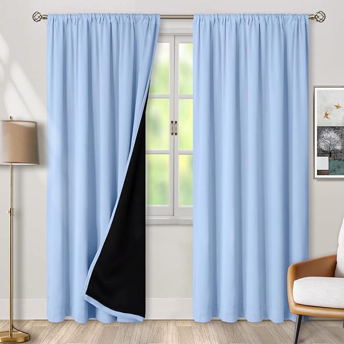 BGment Light Blue 100% Blackout Curtains - Image 2