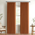 Pinch Pleated Full Blackout Faux Linen Curtains 120 Inches Long | Burnt Orange by 100BlackoutShield