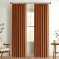 Pinch Pleated Full Blackout Faux Linen Curtains 90 Inches Long | Burnt Orange by 100BlackoutShield