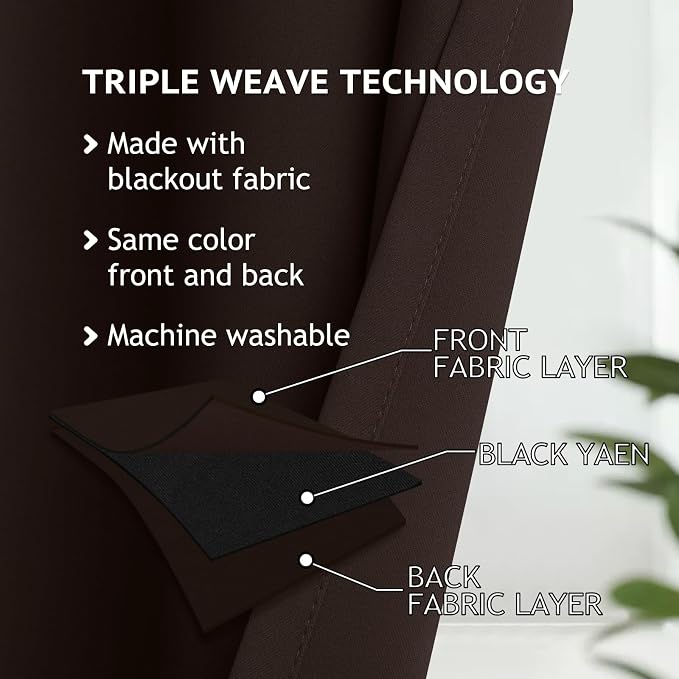 COSVIYA Grommet Room Darkening Dark Brown Curtains 84 inch Long - Image 4