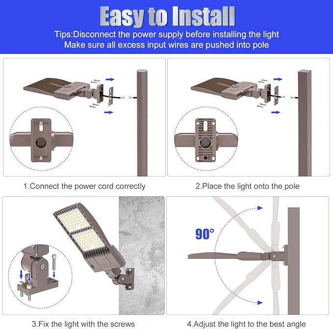BBESTLED 4Pack 400W LED Parking Lot Light Dusk to Dawn Outdoor Lighting Arm Mount 56000LM IP65 UL & DLC Commercial Light for Street Stadium Tennis Court 5000K (100-277VAC Input), LED Shoebox Light