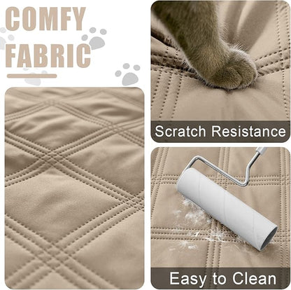Smiry Waterproof Dog Bed Cover Blanket 40x80, Soft Reversible Pet Blanket, Washable Leakproof Cats Dogs Couch Cover for Sofa, Couch, Furniture, Lattice, Taupe/Beige