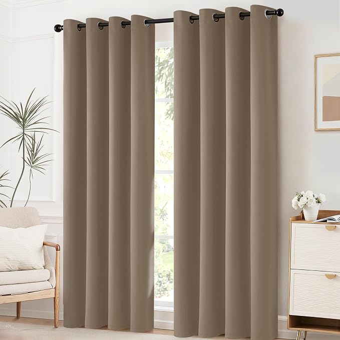 Yakamok Blackout Curtains 38x84 inch Khaki Thermal Drapes-Bedroom | 2 panels - Image 3