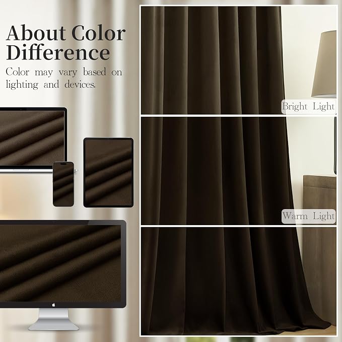 Brown Velvet Blackout Curtains 84 Inches - Image 8
