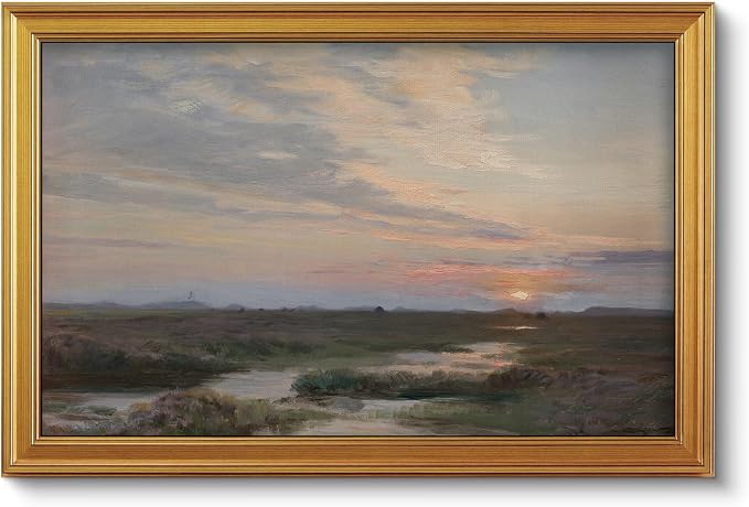 VIYYIEA Large Gold Framed Wall Art, Landscape Picture -Sunset- 36" x 24" by VIYYIEAART