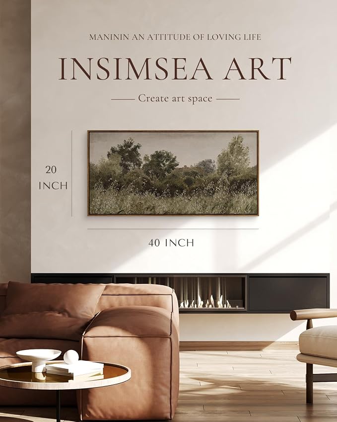 InSimSea Extra Large Framed Vintage Wall Art, Rustic Landscape, 40x20in | - Image 2